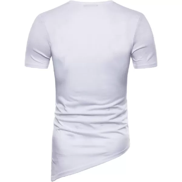 CHARTOU Men's Comfy Round Neck Asymmetrical Lace Up Short Sleeve Tee Shirt