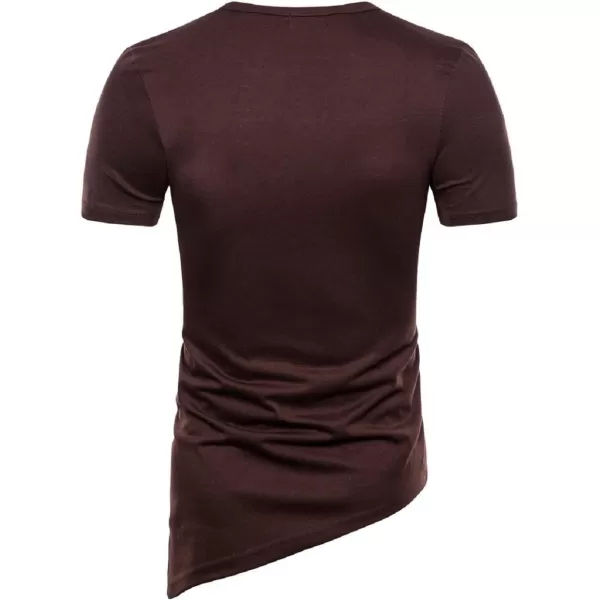 CHARTOU Men's Comfy Round Neck Asymmetrical Lace Up Short Sleeve Tee Shirt