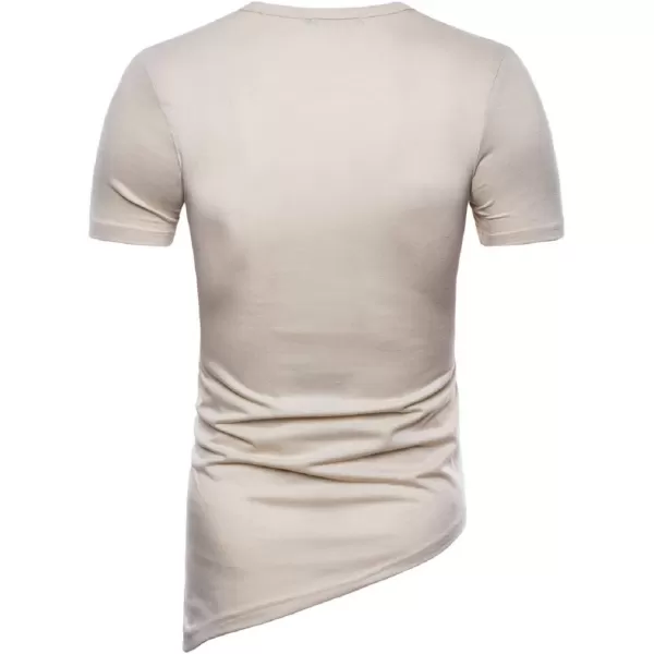 CHARTOU Men's Comfy Round Neck Asymmetrical Lace Up Short Sleeve Tee Shirt