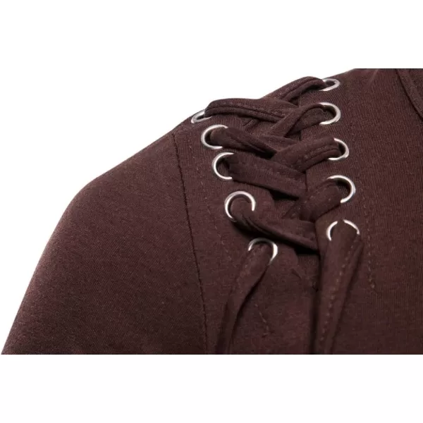 CHARTOU Men's Comfy Round Neck Asymmetrical Lace Up Short Sleeve Tee Shirt
