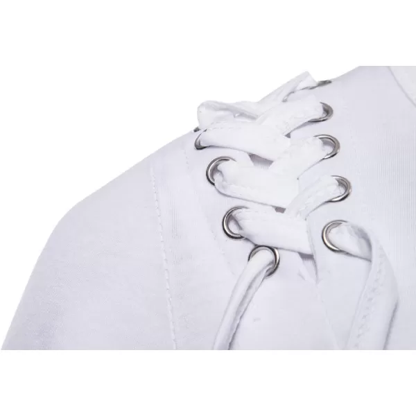 CHARTOU Men's Comfy Round Neck Asymmetrical Lace Up Short Sleeve Tee Shirt