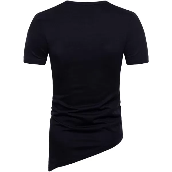 CHARTOU Men's Comfy Round Neck Asymmetrical Lace Up Short Sleeve Tee Shirt