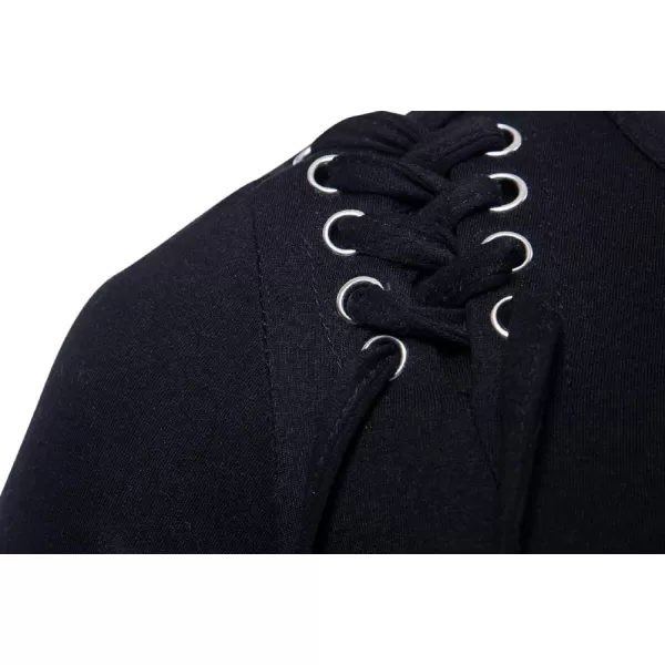 CHARTOU Men's Comfy Round Neck Asymmetrical Lace Up Short Sleeve Tee Shirt