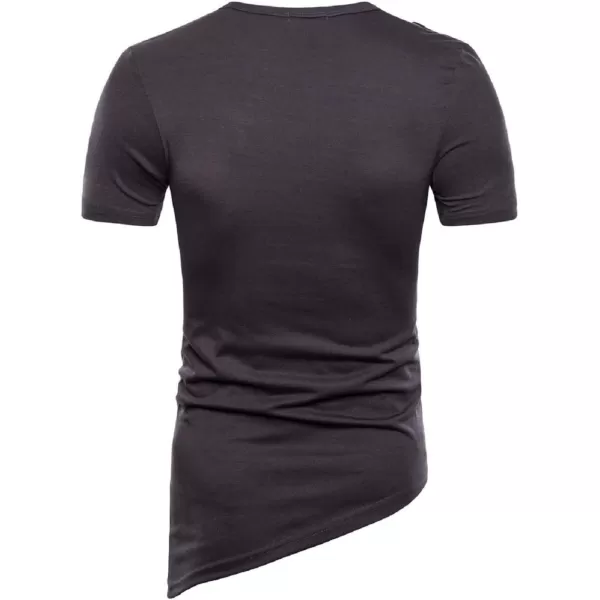 CHARTOU Men's Comfy Round Neck Asymmetrical Lace Up Short Sleeve Tee Shirt