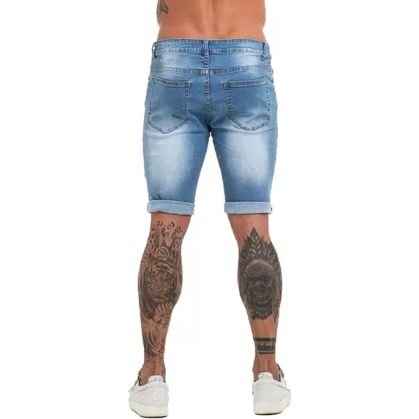 CHARTOU Men's Summer Mid-Rise Distressed Roll Up Cuffed Knee Length Denim Shorts
