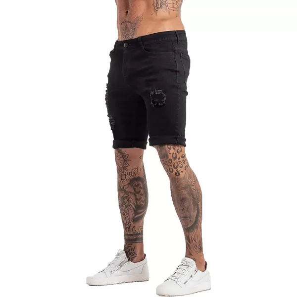 CHARTOU Men's Summer Mid-Rise Distressed Roll Up Cuffed Knee Length Denim Shorts
