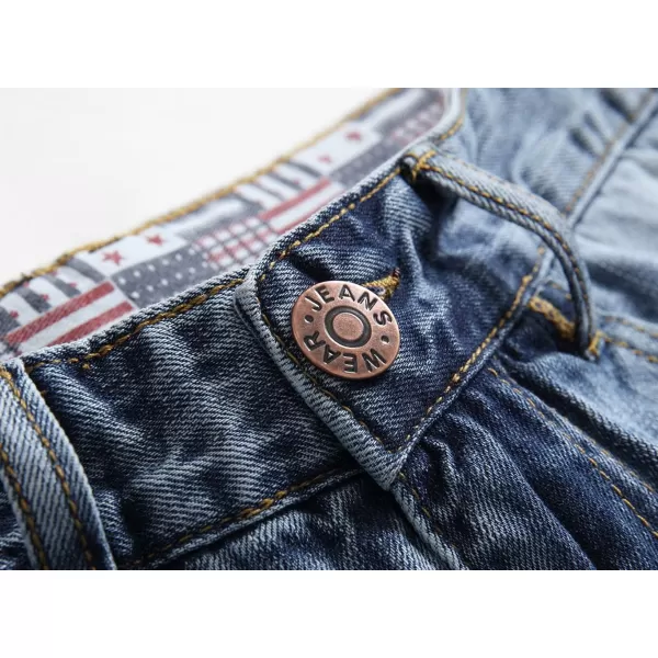 CHARTOU Men's Vintage Washed Distressed Broken Ripped Classic Fit Denim Jean Shorts with Holes