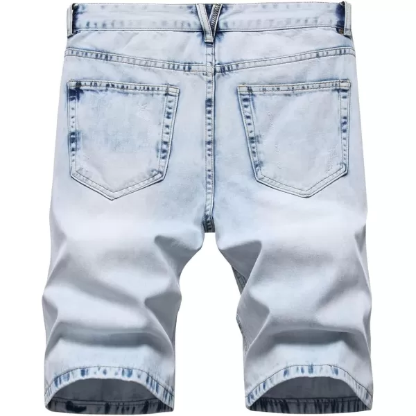 CHARTOU Men's Vintage Washed Distressed Broken Ripped Classic Fit Denim Jean Shorts with Holes