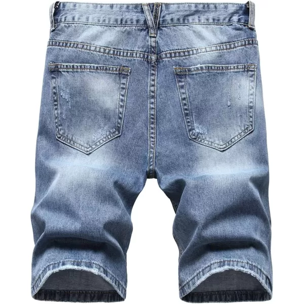 CHARTOU Men's Vintage Washed Distressed Broken Ripped Classic Fit Denim Jean Shorts with Holes