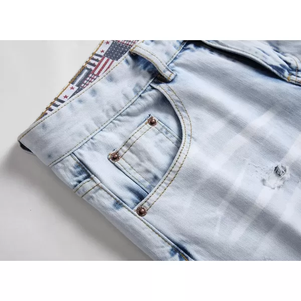 CHARTOU Men's Vintage Washed Distressed Broken Ripped Classic Fit Denim Jean Shorts with Holes