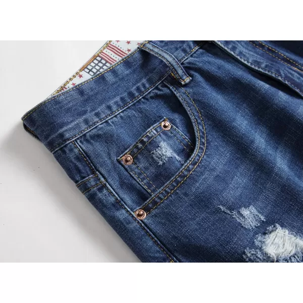 CHARTOU Men's Vintage Washed Distressed Broken Ripped Classic Fit Denim Jean Shorts with Holes