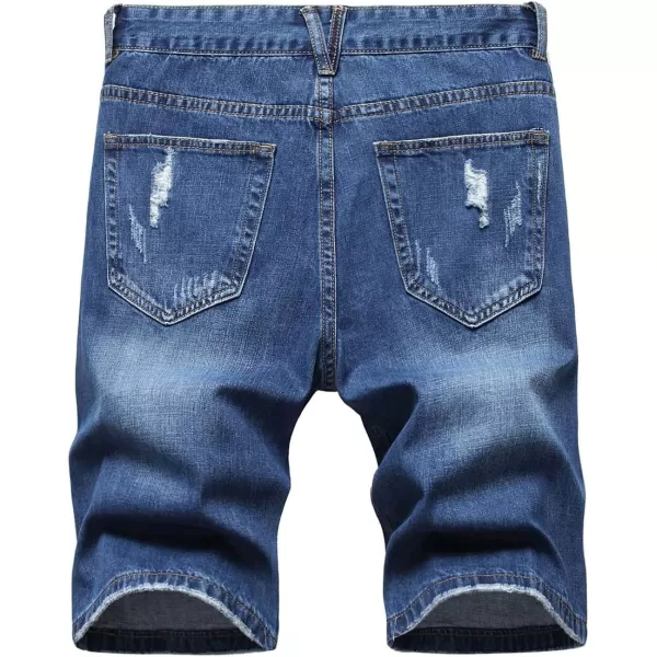 CHARTOU Men's Vintage Washed Distressed Broken Ripped Classic Fit Denim Jean Shorts with Holes