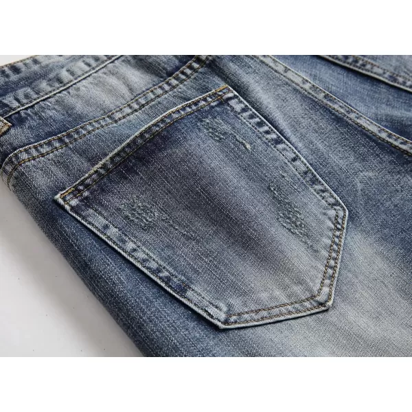 CHARTOU Men's Vintage Washed Distressed Broken Ripped Classic Fit Denim Jean Shorts with Holes
