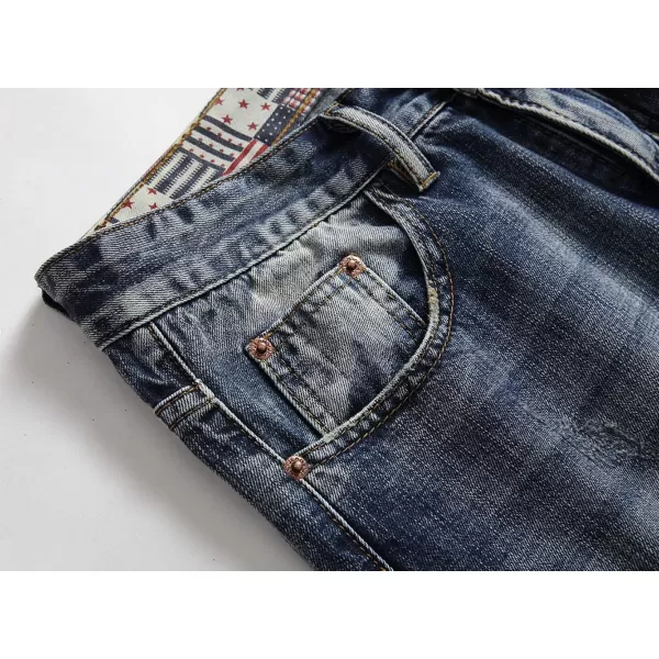 CHARTOU Men's Vintage Washed Distressed Broken Ripped Classic Fit Denim Jean Shorts with Holes
