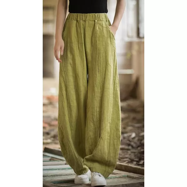 CHARTOU Vintage Cotton Linen Pants Women Wide Leg Pants Palazzo Pants Summer Lantern Beach Pants