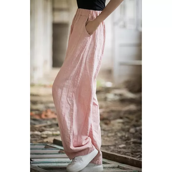 CHARTOU Vintage Cotton Linen Pants Women Wide Leg Pants Palazzo Pants Summer Lantern Beach Pants