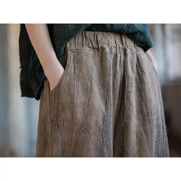 CHARTOU Vintage Cotton Linen Pants Women Wide Leg Pants Palazzo Pants Summer Lantern Beach Pants