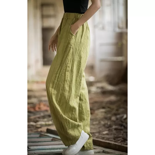 CHARTOU Vintage Cotton Linen Pants Women Wide Leg Pants Palazzo Pants Summer Lantern Beach Pants