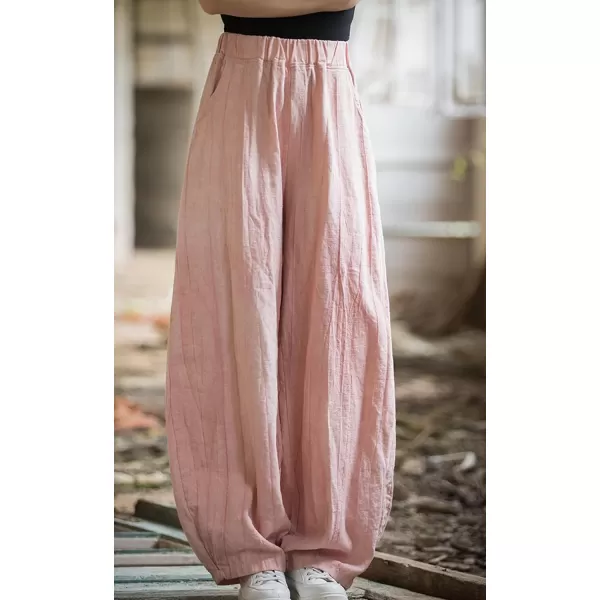 CHARTOU Vintage Cotton Linen Pants Women Wide Leg Pants Palazzo Pants Summer Lantern Beach Pants