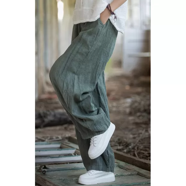 CHARTOU Vintage Cotton Linen Pants Women Wide Leg Pants Palazzo Pants Summer Lantern Beach Pants
