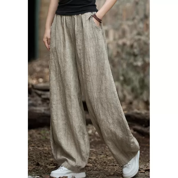 CHARTOU Vintage Cotton Linen Pants Women Wide Leg Pants Palazzo Pants Summer Lantern Beach Pants