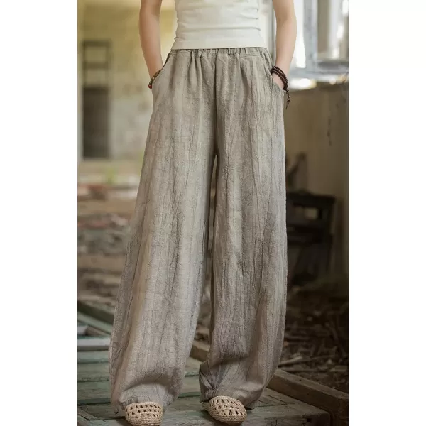 CHARTOU Vintage Cotton Linen Pants Women Wide Leg Pants Palazzo Pants Summer Lantern Beach Pants