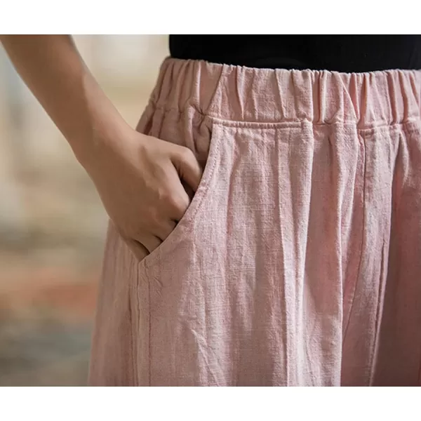 CHARTOU Vintage Cotton Linen Pants Women Wide Leg Pants Palazzo Pants Summer Lantern Beach Pants