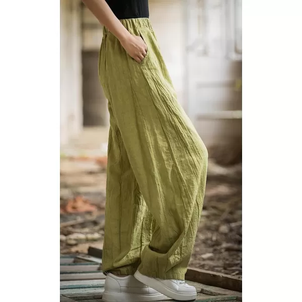 CHARTOU Vintage Cotton Linen Pants Women Wide Leg Pants Palazzo Pants Summer Lantern Beach Pants