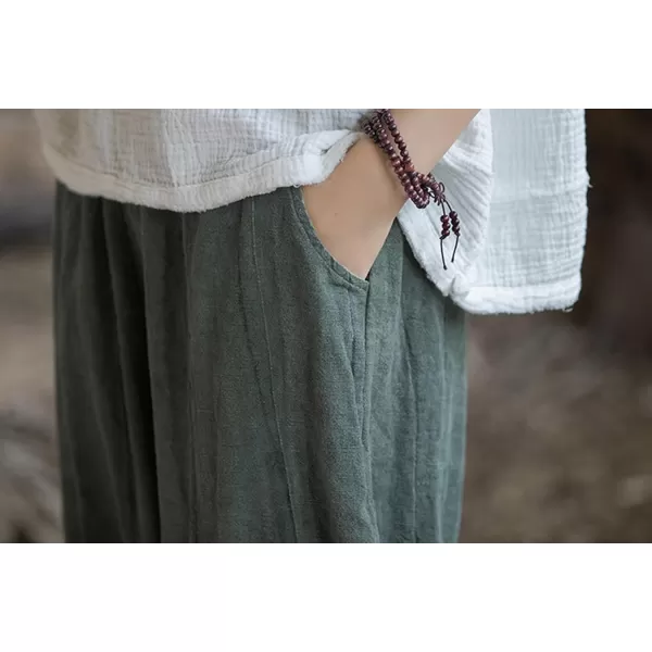 CHARTOU Vintage Cotton Linen Pants Women Wide Leg Pants Palazzo Pants Summer Lantern Beach Pants
