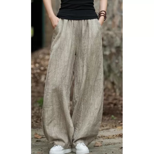 CHARTOU Vintage Cotton Linen Pants Women Wide Leg Pants Palazzo Pants Summer Lantern Beach Pants
