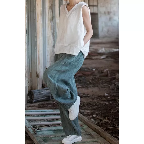 CHARTOU Vintage Cotton Linen Pants Women Wide Leg Pants Palazzo Pants Summer Lantern Beach Pants