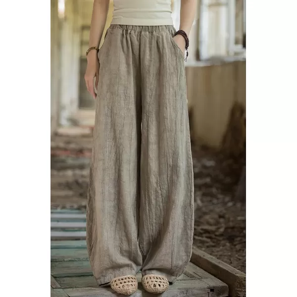 CHARTOU Vintage Cotton Linen Pants Women Wide Leg Pants Palazzo Pants Summer Lantern Beach Pants
