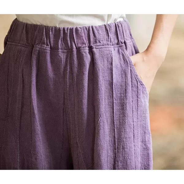 CHARTOU Vintage Cotton Linen Pants Women Wide Leg Pants Palazzo Pants Summer Lantern Beach Pants