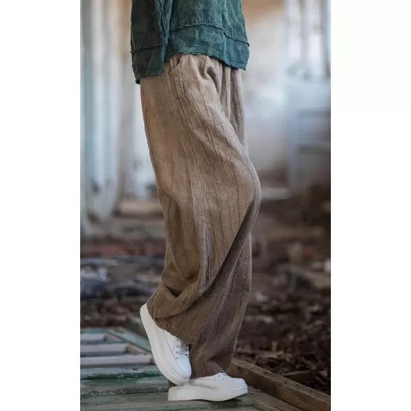 CHARTOU Vintage Cotton Linen Pants Women Wide Leg Pants Palazzo Pants Summer Lantern Beach Pants