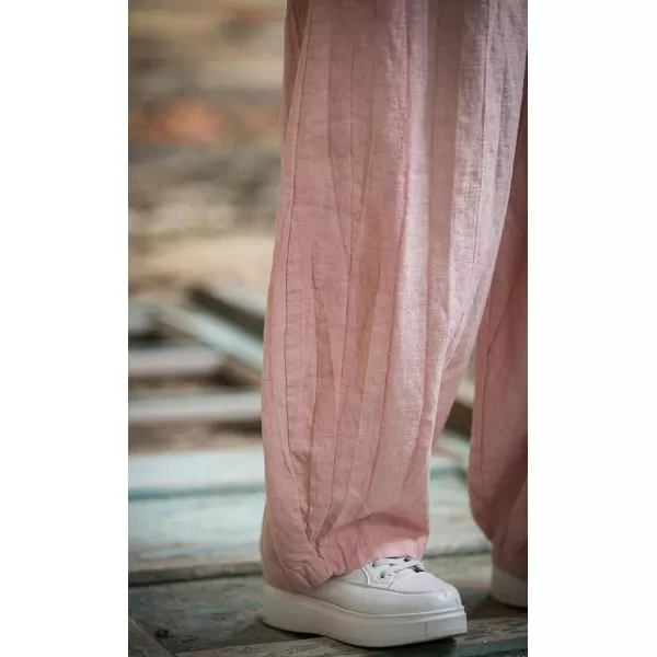 CHARTOU Vintage Cotton Linen Pants Women Wide Leg Pants Palazzo Pants Summer Lantern Beach Pants