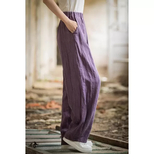 CHARTOU Vintage Cotton Linen Pants Women Wide Leg Pants Palazzo Pants Summer Lantern Beach Pants