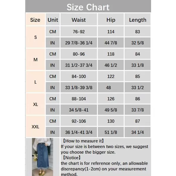 CHARTOU Women Casual Distressed Ripped Denim Jean A Line Skirt Frayed Hem Elastic Back Tassel Long Skirt