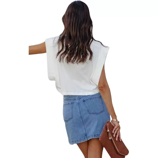 CHARTOU Women Casual Irregular High Waisted Mini Denim Skirt Work Office Wrap Short Jean Skirt