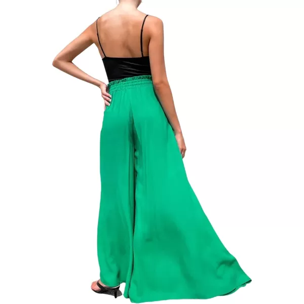 CHARTOU Women Elastic Waist Wide Leg Palazzo Pants Flowy Beach Pants Lounge Trousers Flared Pants Culottes