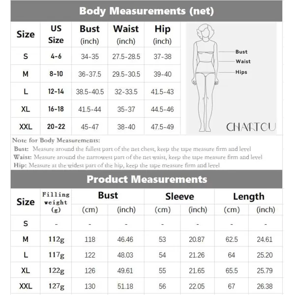 CHARTOU Women Warm Down Jacket Winter Parka Coat Thicken Puffer Jacket Quilted Hooded Full Zip Outdoor Overcoat