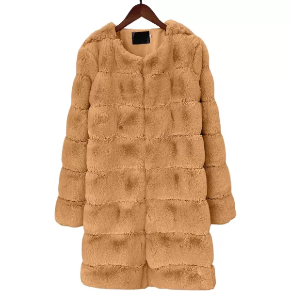 CHARTOU Women Winter Furry Faux Fur Coat Long Puffer Jacket Long Sleeve Open Front Cardigan Overcoat