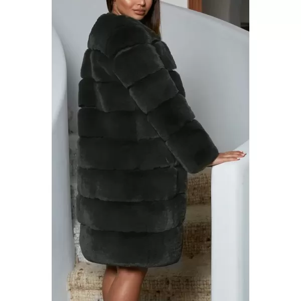 CHARTOU Women Winter Furry Faux Fur Coat Long Puffer Jacket Long Sleeve Open Front Cardigan Overcoat