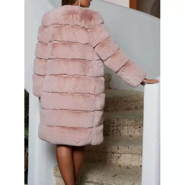 CHARTOU Women Winter Furry Faux Fur Coat Long Puffer Jacket Long Sleeve Open Front Cardigan Overcoat