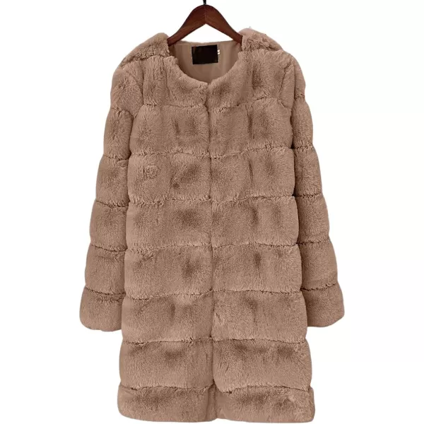 CHARTOU Women Winter Furry Faux Fur Coat Long Puffer Jacket Long Sleeve Open Front Cardigan Overcoat