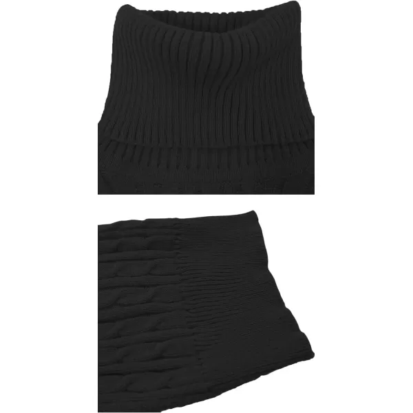 CHARTOU Women's 2 Piece Sweater Dress Sets Cable Knit Turtleneck Jumper Tank Dress Sheath Outfits