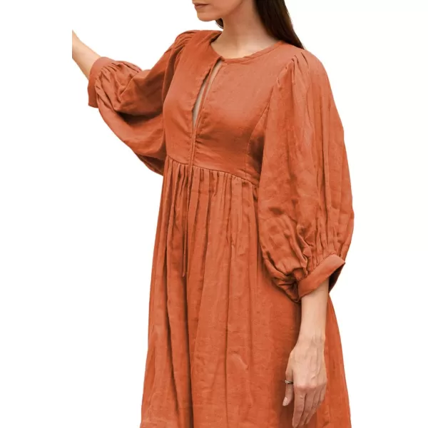 CHARTOU Women's Babydoll Dress V-Neck Elbow Sleeve Flared A-Line Loose Tunic Dress