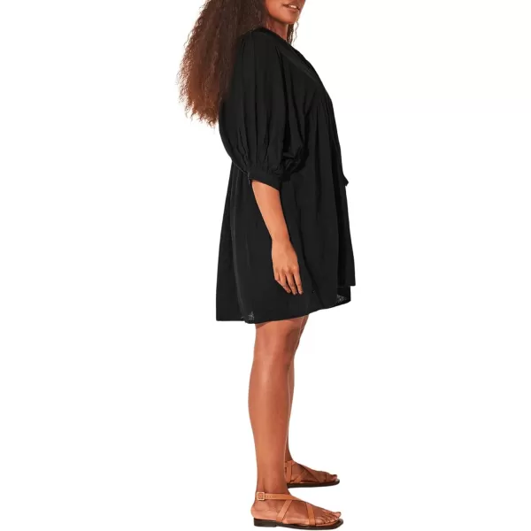 CHARTOU Women's Babydoll Dress V-Neck Elbow Sleeve Flared A-Line Loose Tunic Dress