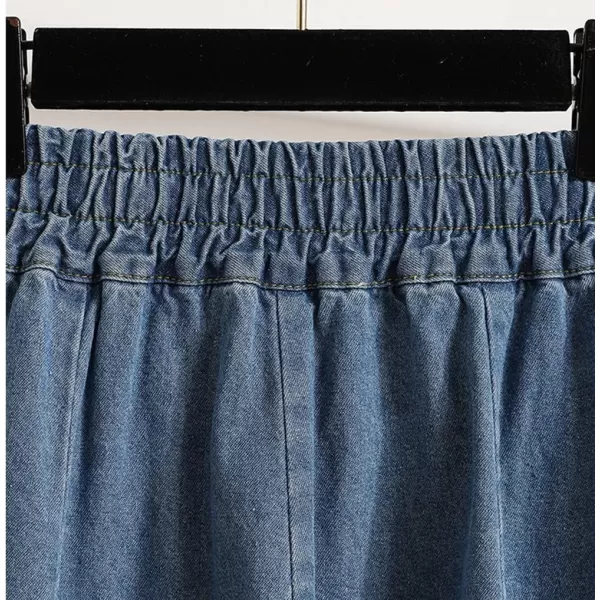 CHARTOU Women's Casual Back Elastic Waist Flared Summer Denim Jean A-Line Midi Skirt