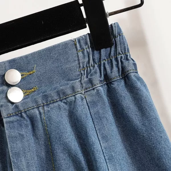 CHARTOU Women's Casual Back Elastic Waist Flared Summer Denim Jean A-Line Midi Skirt