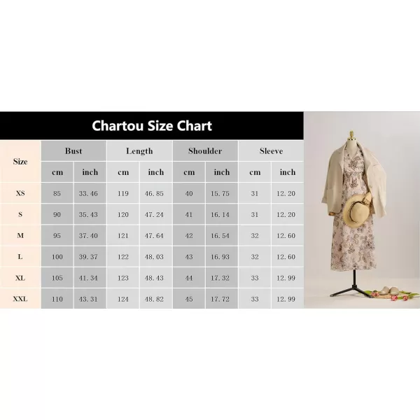 CHARTOU Women's Chiffon Elegant Vintage Floral Print Faux-Wrap V Neck Smocked A Line Pleated Swing Long Maxi Dress